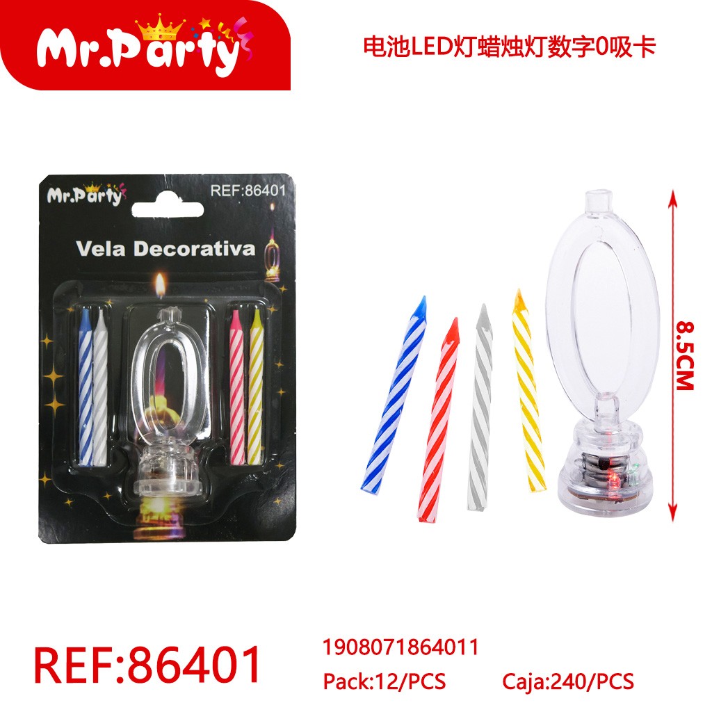VELA LED CON BATERÍA NÚMERO 0 EN BLÍSTER