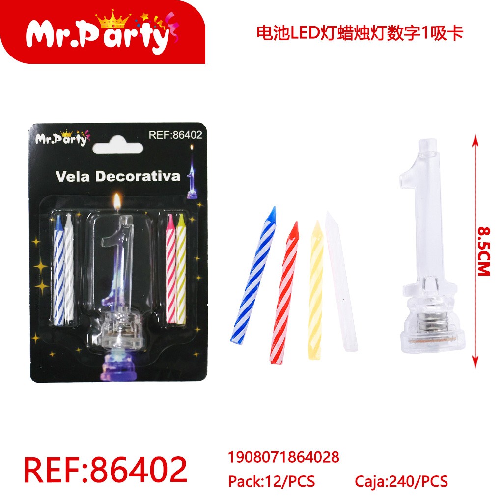 VELA LED CON BATERÍA NÚMERO 1 EN BLÍSTER