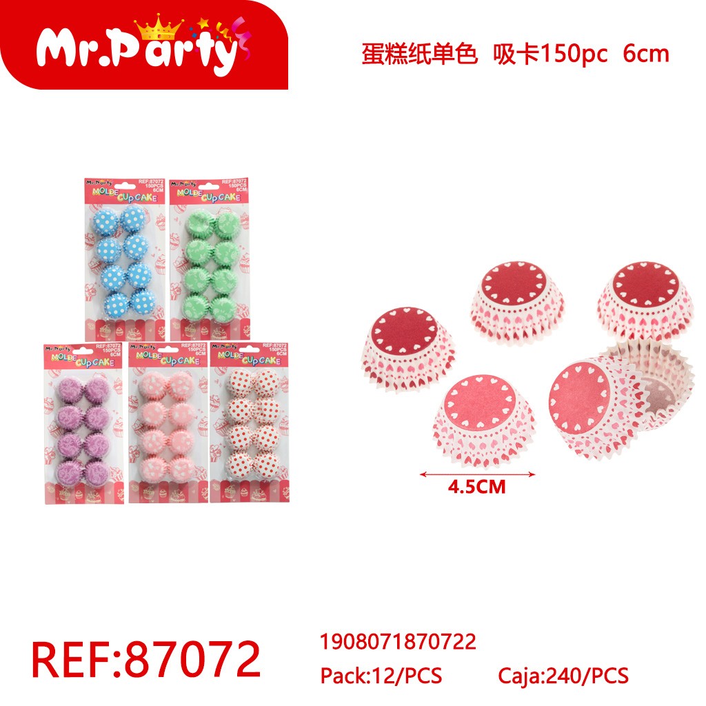 PAPEL PARA CUPCAKES SÓLIDO, TARJETA DE SUCCIÓN 150PC, 6CM