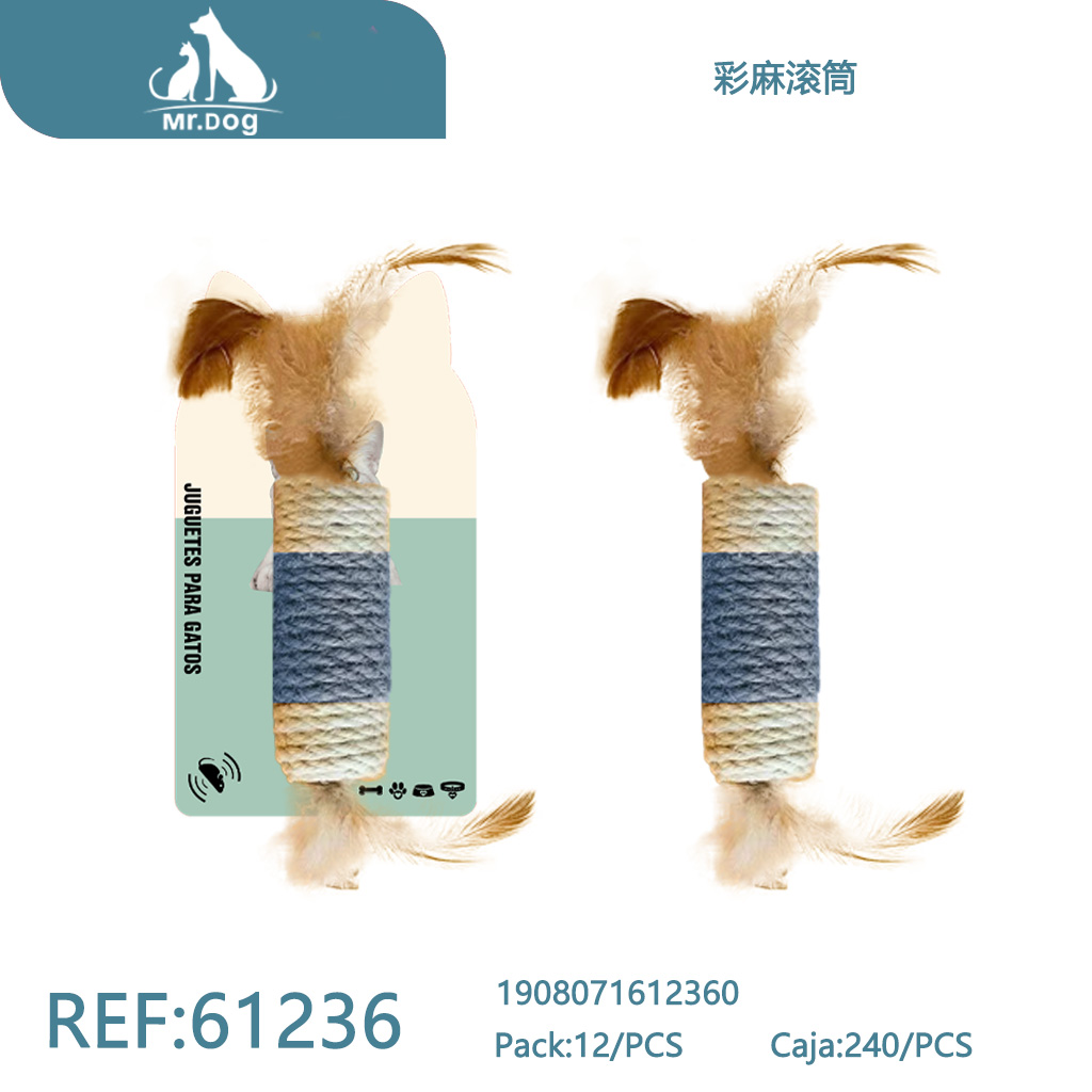 RODILLO DE HILO DE YUTE COLORIDO PARA GATOS