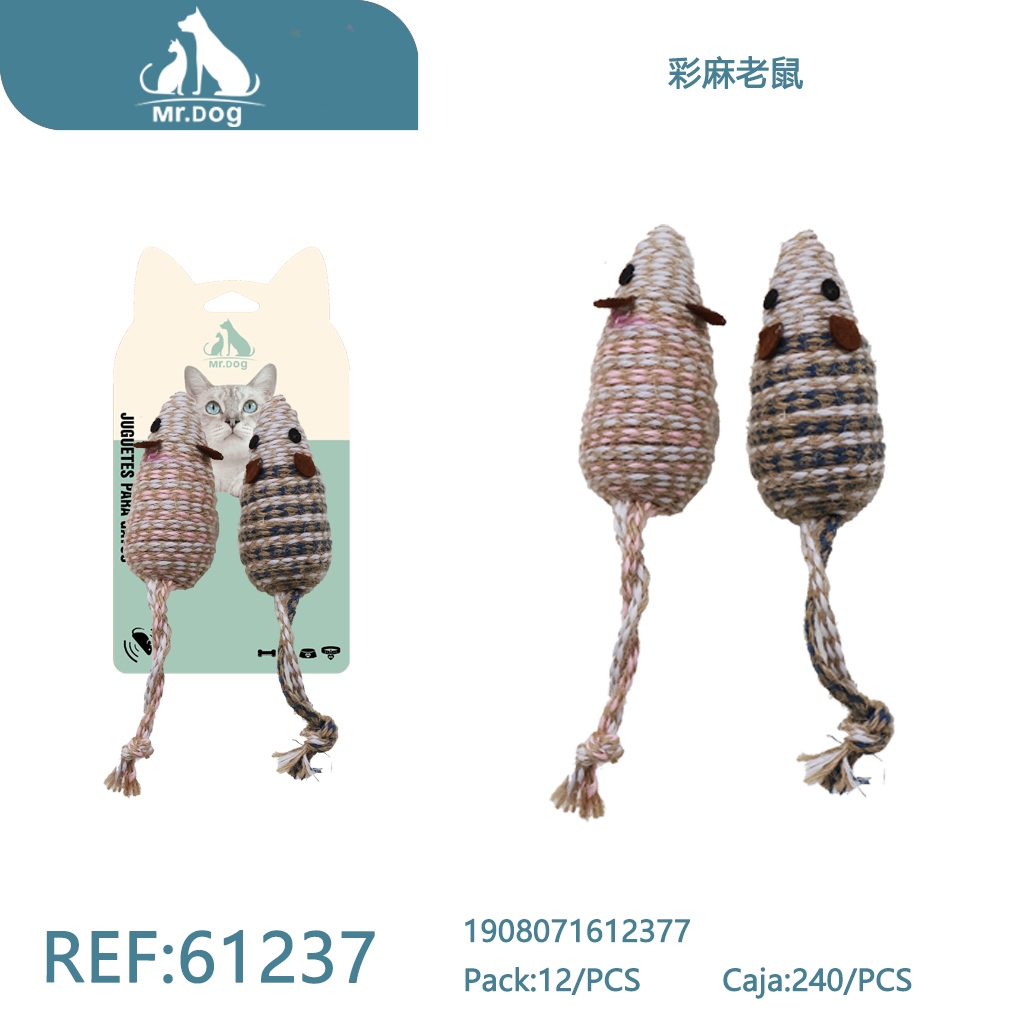 RATÓN DE HILO DE YUTE COLORIDO PARA GATOS