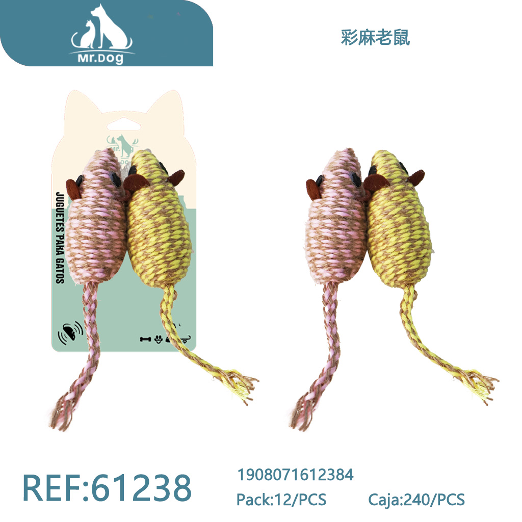 RATÓN DE HILO DE YUTE COLORIDO PARA GATOS
