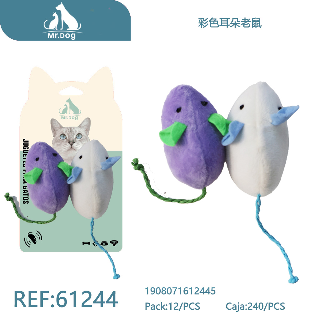 RATÓN CON OREJAS COLORIDAS PARA GATOS