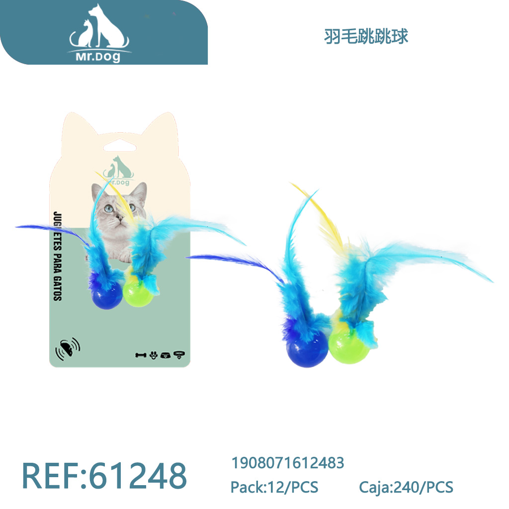 PELOTA SALTARINA CON PLUMAS PARA GATOS