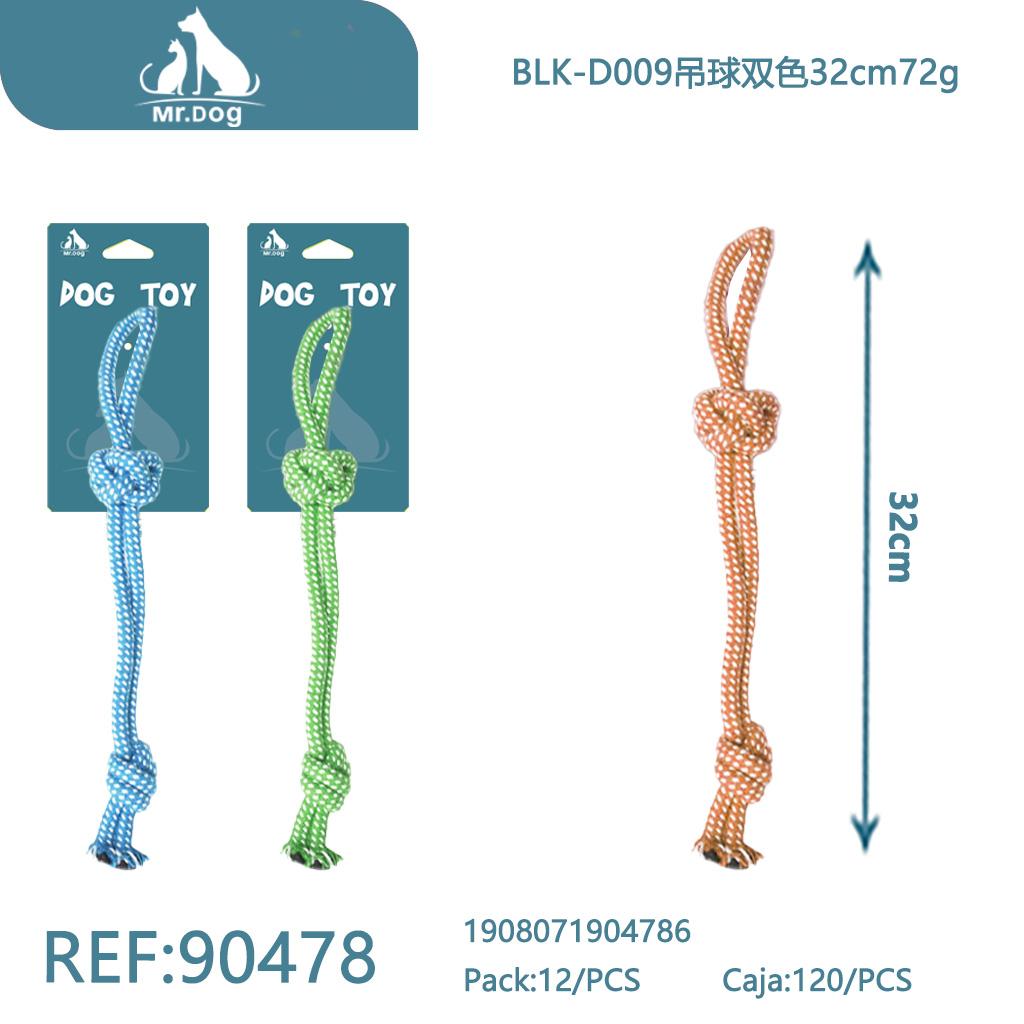 PELOTA FLORAL CON ASA Y UN NUDO PARA MASCOTAS