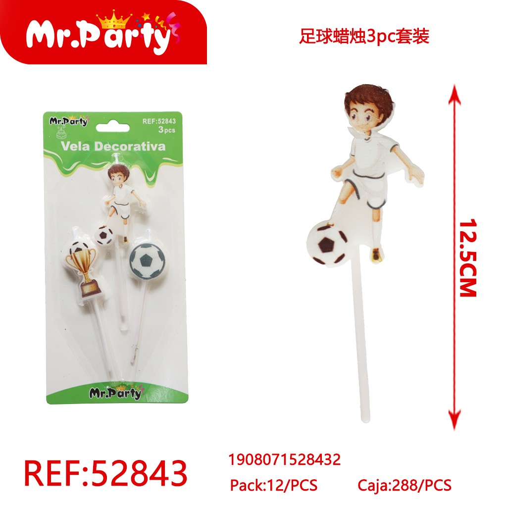 VELAS DE FÚTBOL, SET DE 3 PIEZAS