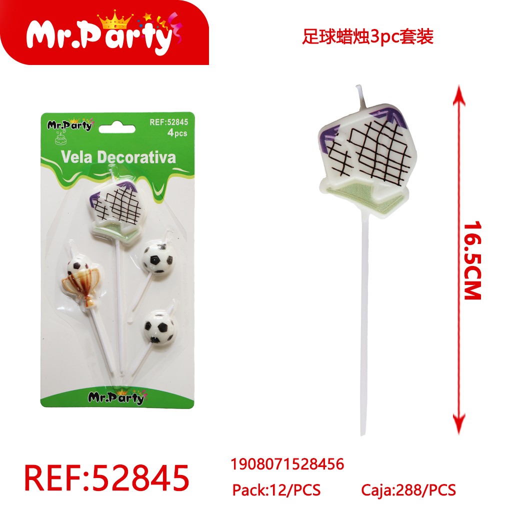 VELAS DE FÚTBOL, SET DE 3 PIEZAS